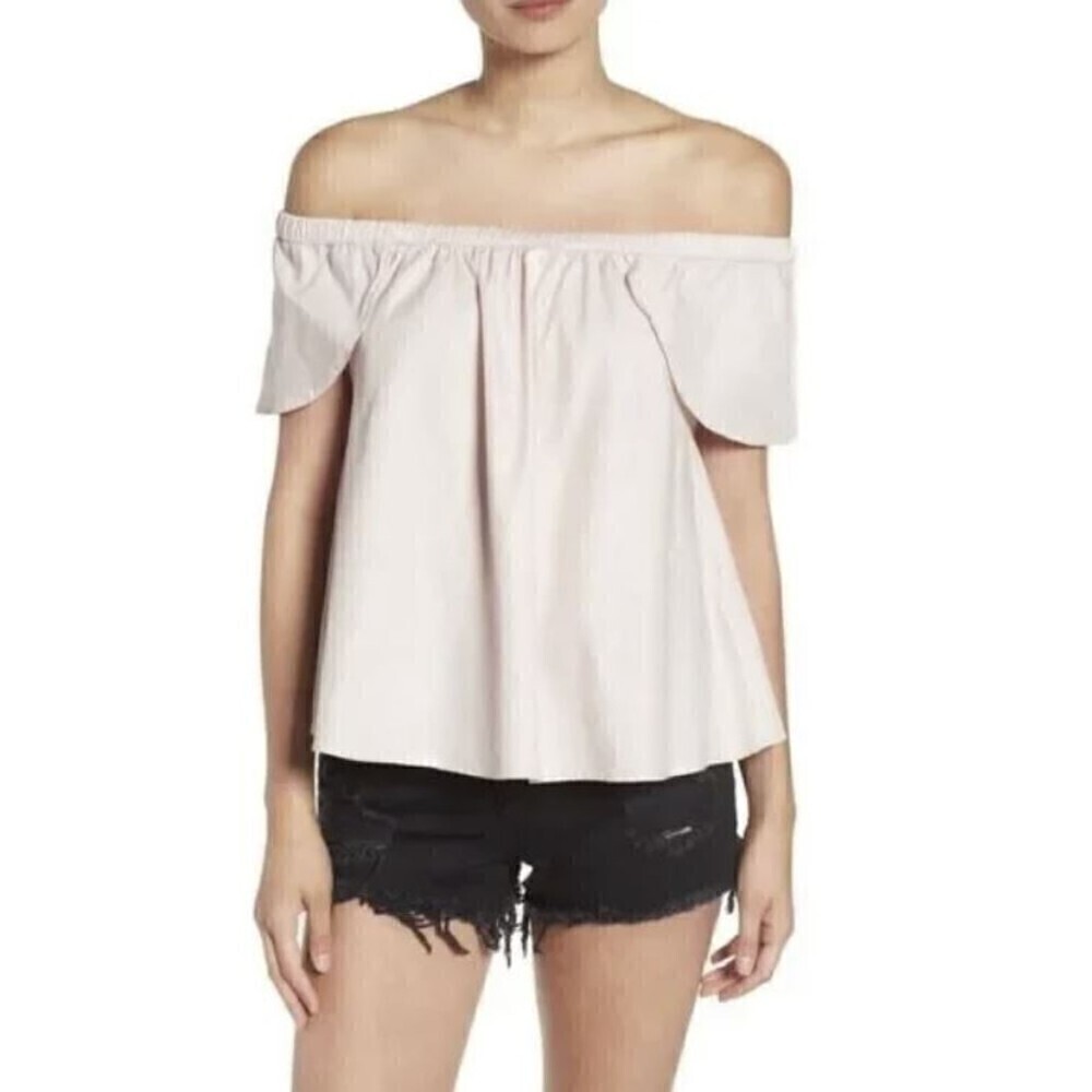 Sincerely Jules Carmen Blush Pink Silky Smooth Ruffle Sleeve Blouse Top Sz Small